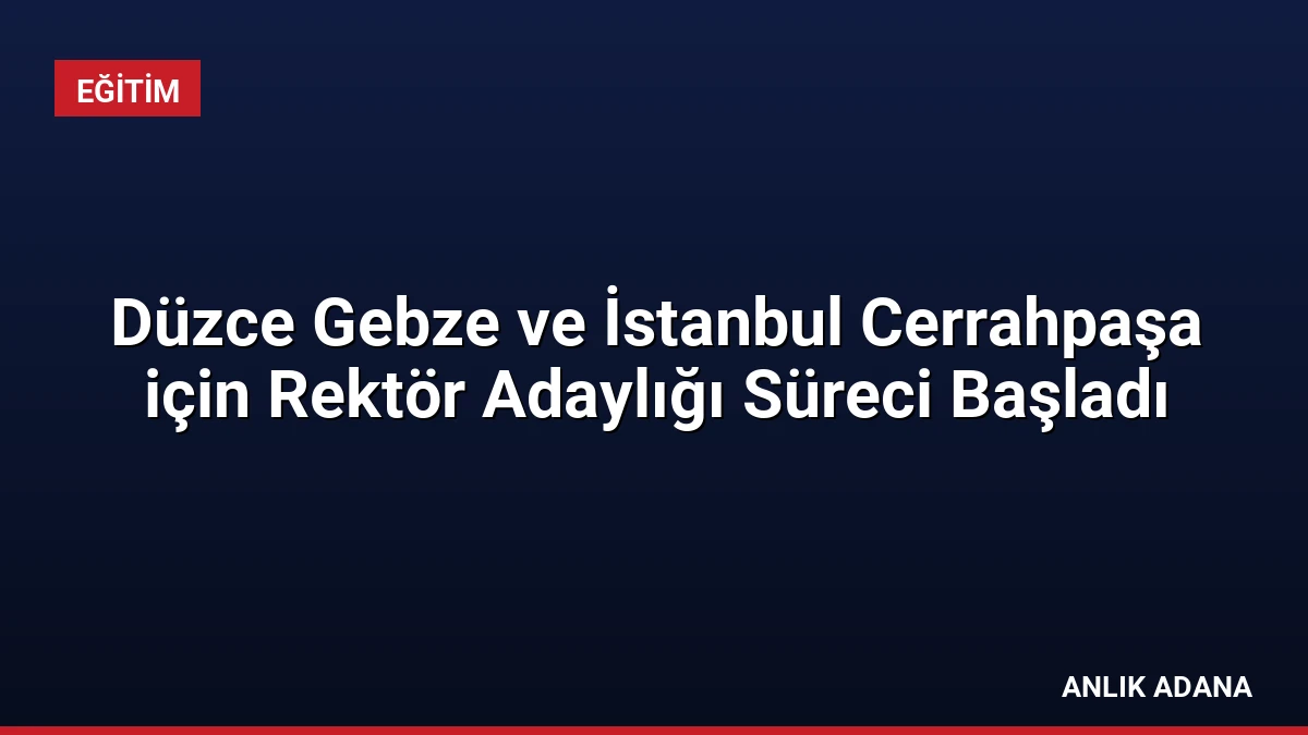 Düzce Gebze ve İstanbul Cerrahpaşa için Rektör Adaylığı Süreci Başladı
