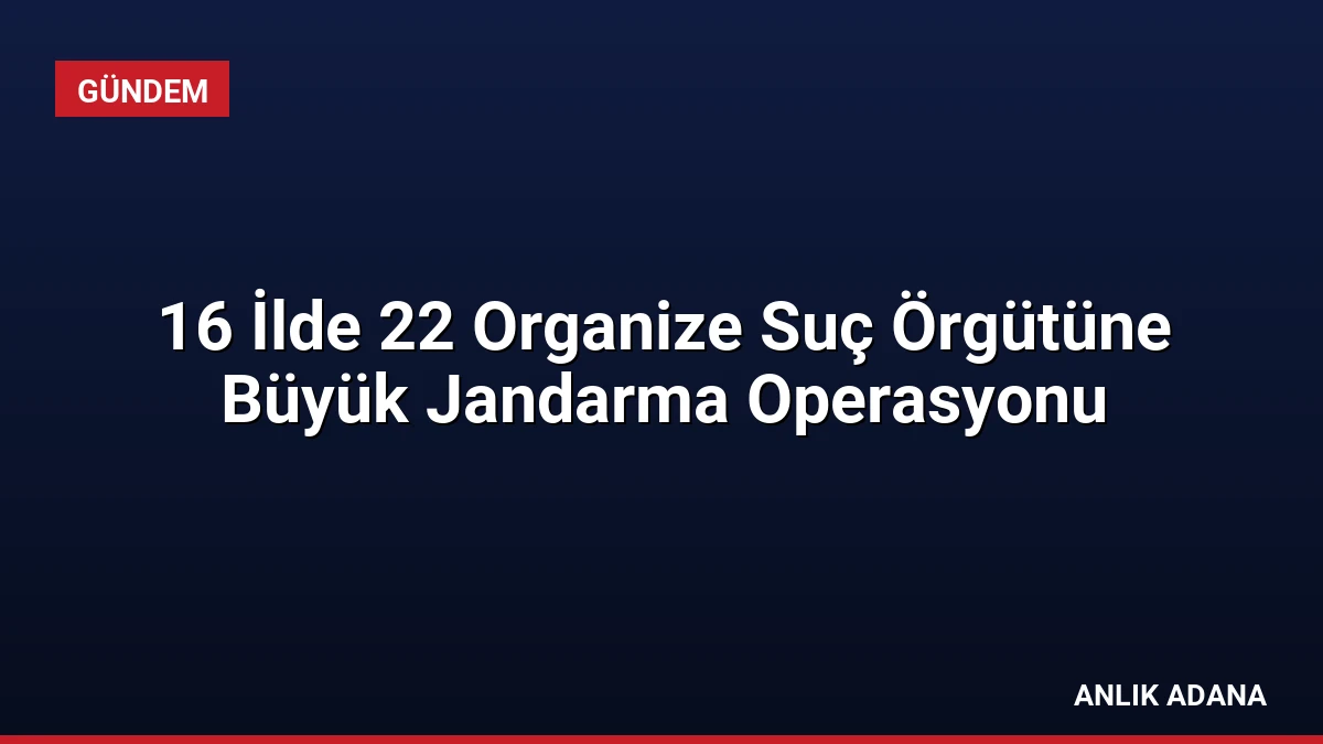 16 İlde 22 Organize Suç Örgütüne Büyük Jandarma Operasyonu