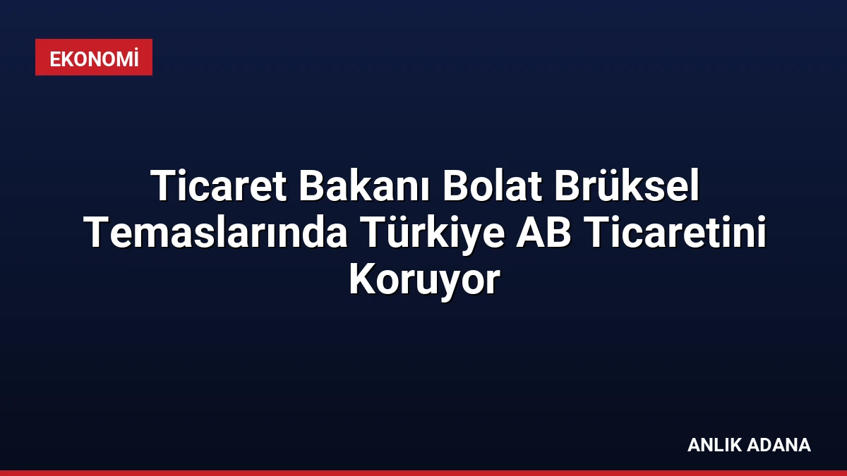Ticaret Bakanı Bolat Brüksel Temaslarında Türkiye AB Ticaretini Koruyor