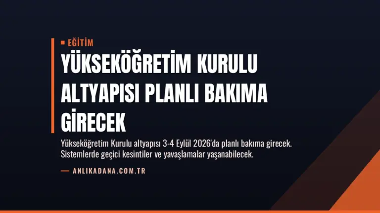 Yükseköğretim Kurulu Altyapısı Planlı Bakıma Girecek