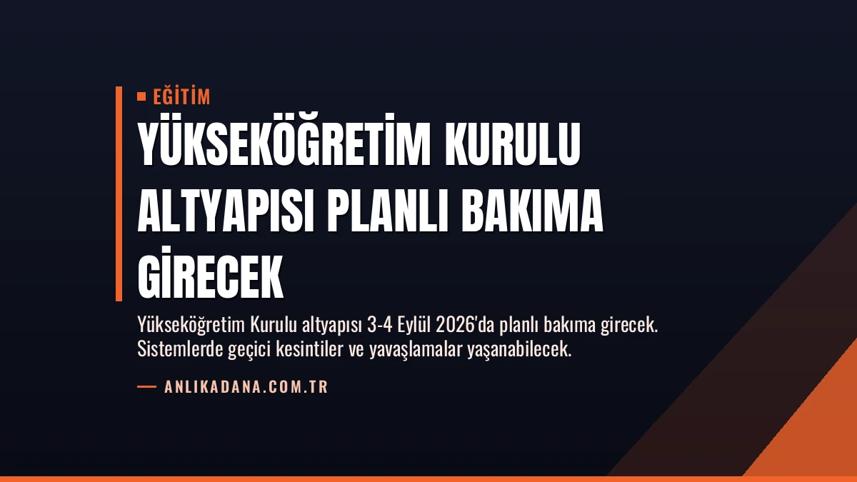 Yükseköğretim Kurulu Altyapısı Planlı Bakıma Girecek